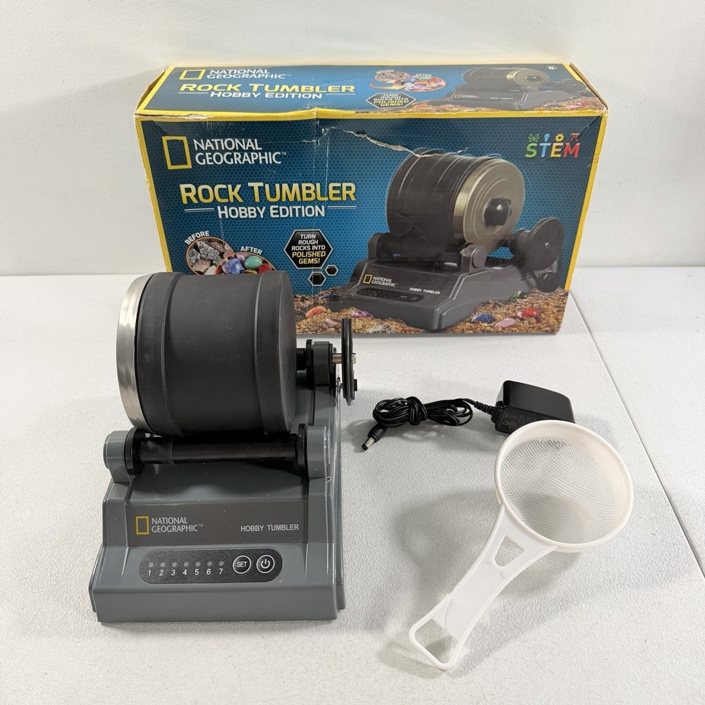 National Geographic Hobby Rock Tumbler Kit W/ Power Cord & Box TESTED WORKING